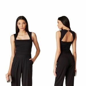 Artelier Nicole Miller Black Square-Neck Sleeveless Jumpsuit with Open Back